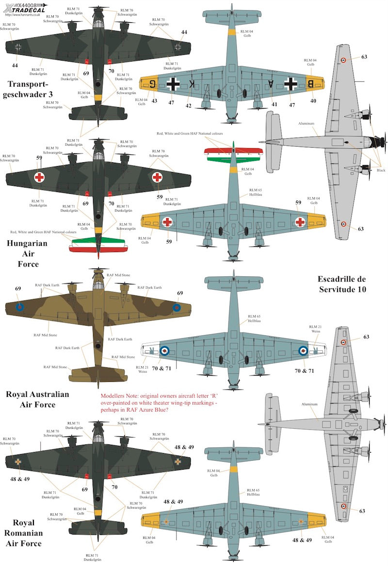 Xtradecal 44008 1:144 Junkers Ju-52/3m