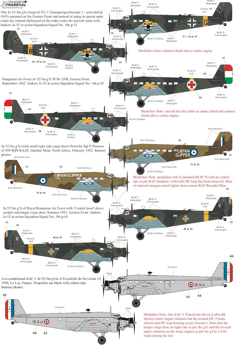 Xtradecal 44008 1:144 Junkers Ju-52/3m