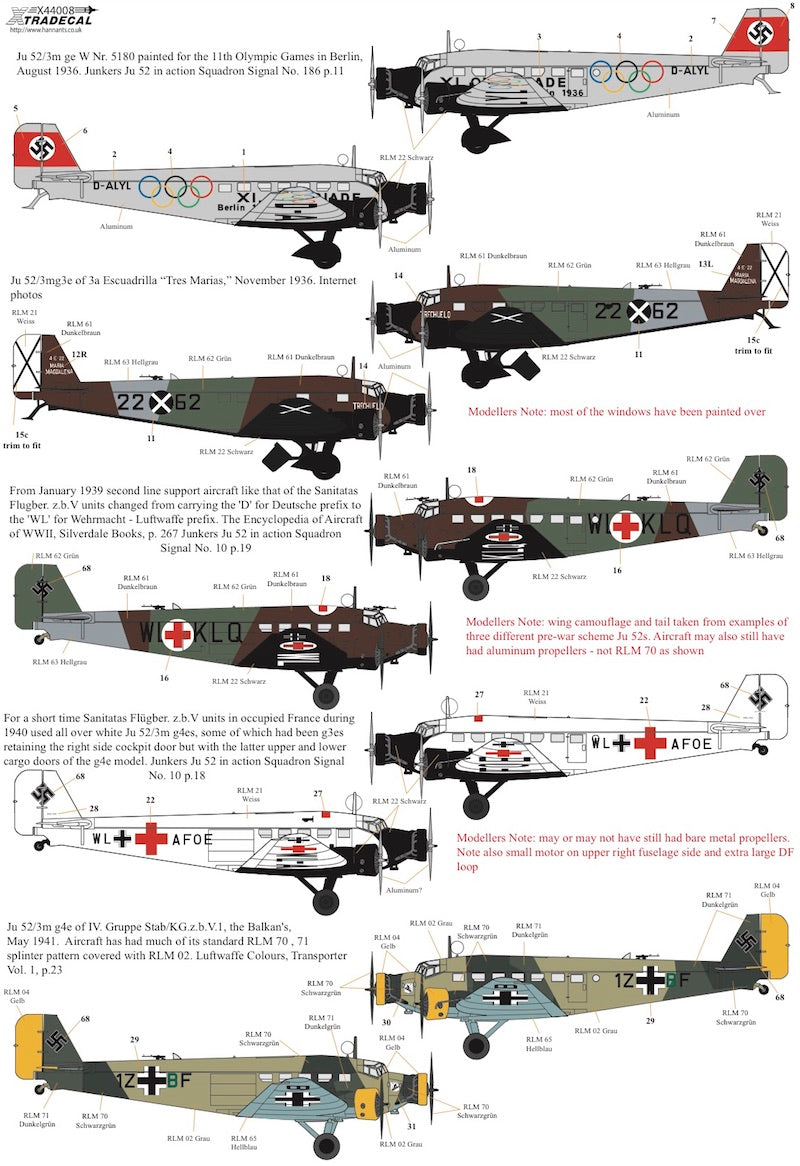 Xtradecal 44008 1:144 Junkers Ju-52/3m