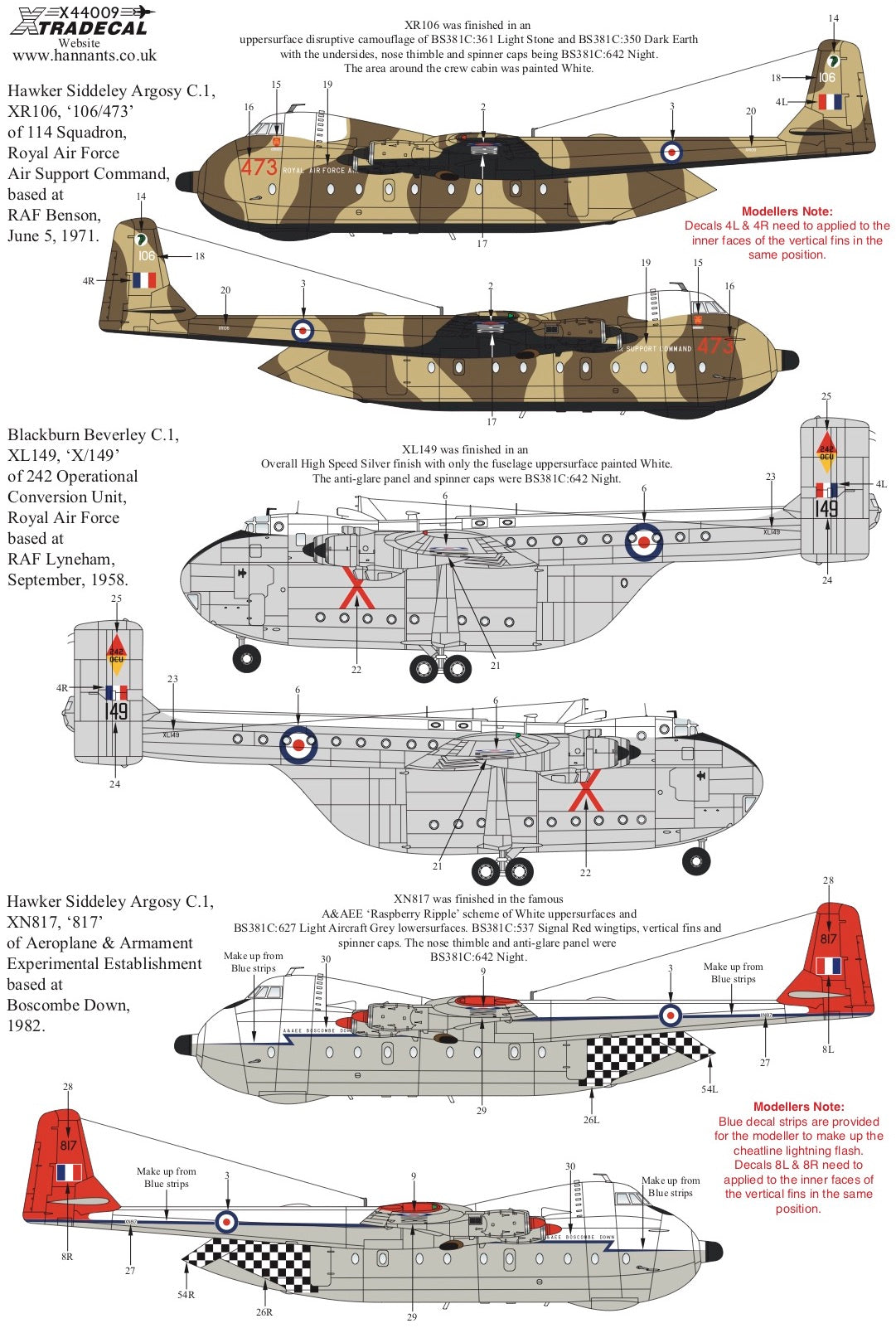 Xtradecal 44009 1:144 RAF Hawker-Siddeley Argosy & Blackburn Beverley