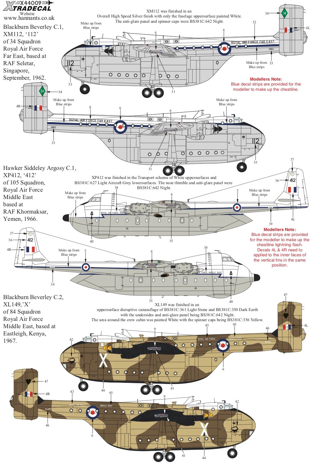 Xtradecal 44009 1:144 RAF Hawker-Siddeley Argosy & Blackburn Beverley