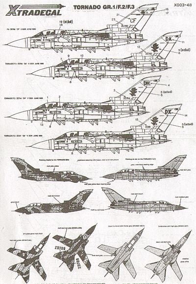 Xtradecal 48003 1:48 Panavia Tornado GR.1/F.2/F.3