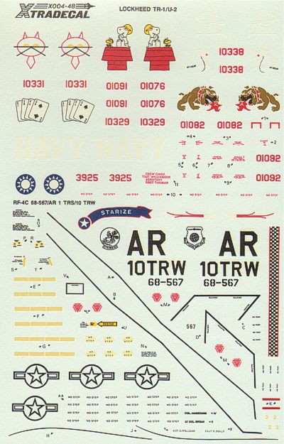 Xtradecal 48004 1:48 Reccon Aircraft Lockheed TR-1A/B and U-2R