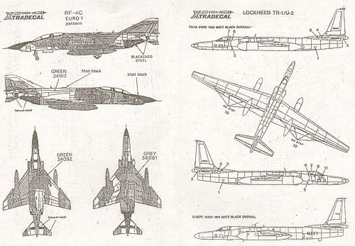 Xtradecal 48004 1:48 Reccon Aircraft Lockheed TR-1A/B and U-2R