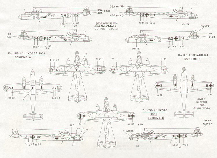 Xtradecal 48009 1:48 Dornier Do-17E/Do-17F