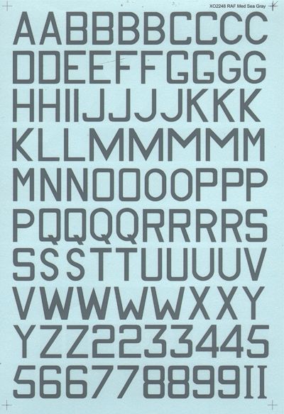 Xtradecal 48022 1:48 RAF Medium Sea Grey 24" and 30" Code Letters & Numbers