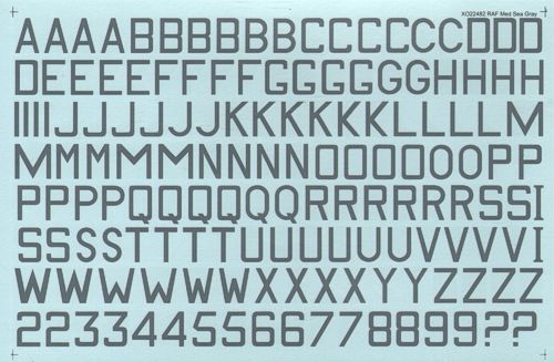 Xtradecal 48022 1:48 RAF Medium Sea Grey 24" and 30" Code Letters & Numbers