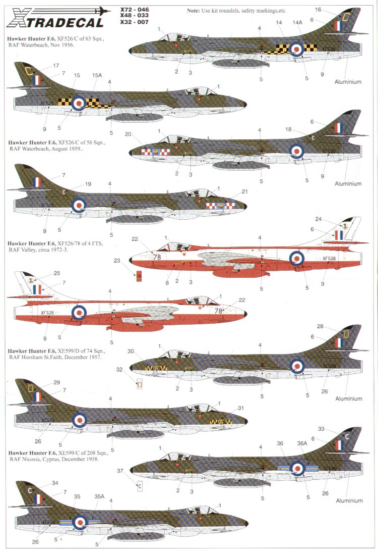 Xtradecal 48033 1:48 Hawker Hunter F.6