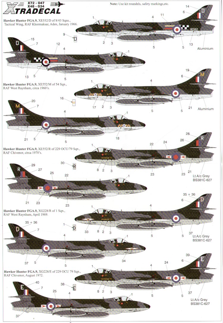 Xtradecal 48034 1:48 Hawker Hunter FGA.9/FR.10