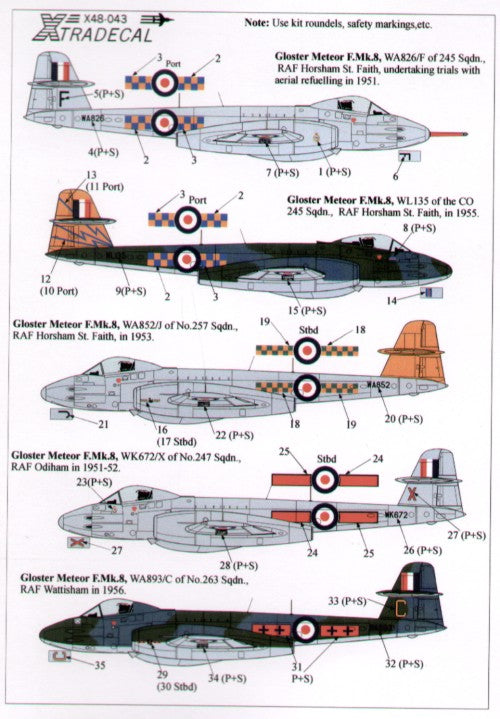 Xtradecal 48043 1:48 Gloster Meteor F.8