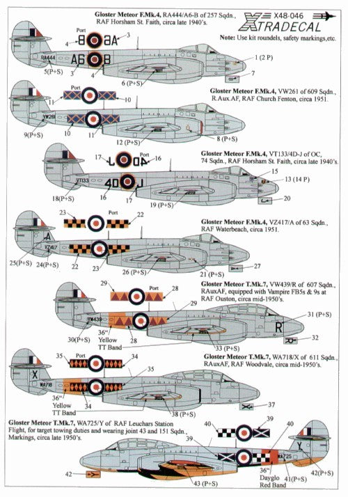 Xtradecal 48046 1:48 Gloster Meteor F.4 and Gloster Meteor T.7