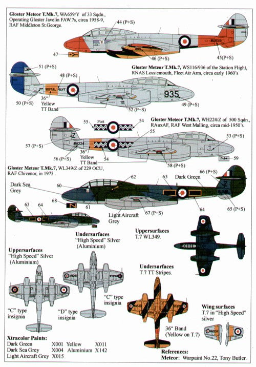 Xtradecal 48046 1:48 Gloster Meteor F.4 and Gloster Meteor T.7