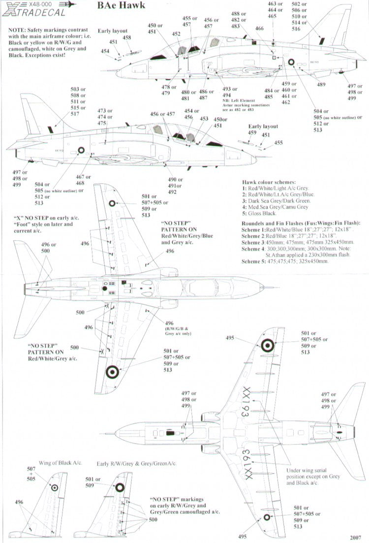 Xtradecal 48057 1:48 Stencil Data, National Insignia & Roundels for Harrier, Tornado & Hawks (Camouflage Schemes)