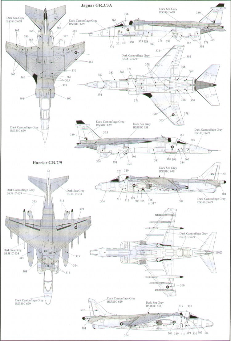 Xtradecal 48057 1:48 Stencil Data, National Insignia & Roundels for Harrier, Tornado & Hawks (Camouflage Schemes)