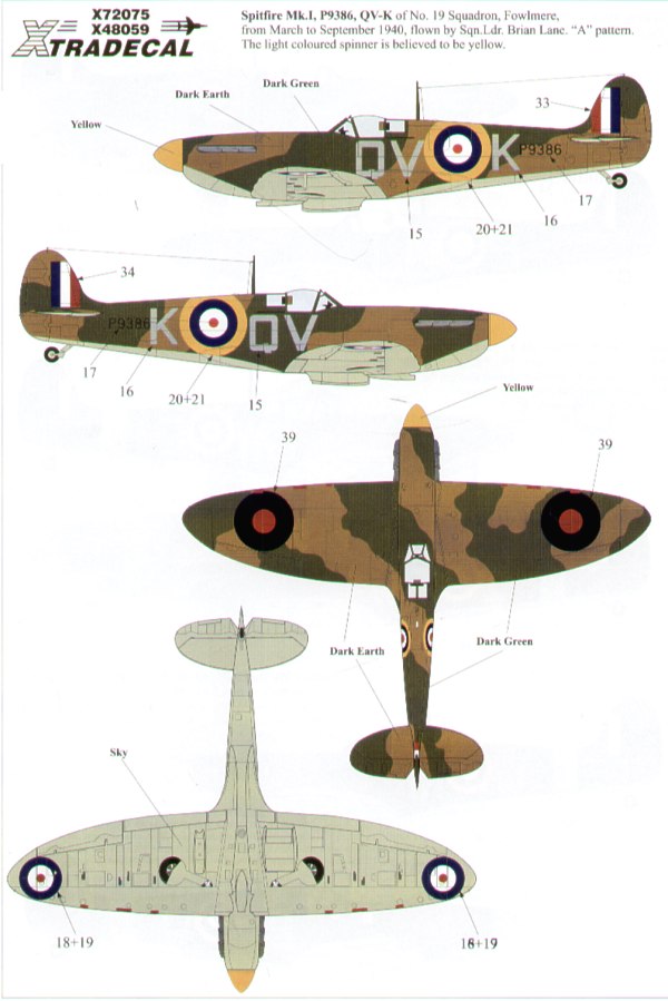 Xtradecal X48059 1:48 Supermarine Spitfire Mk.I/ Supermarine Spitfire Mk.II