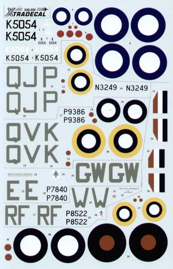 Xtradecal X48059 1:48 Supermarine Spitfire Mk.I/ Supermarine Spitfire Mk.II