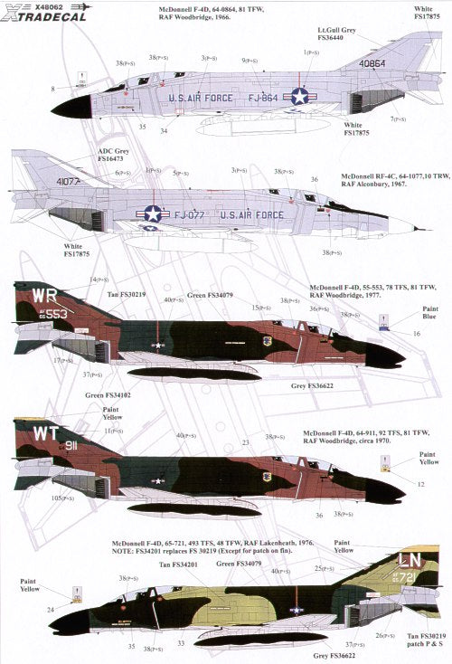 Xtradecal 48062 1:48 USAFE McDonnell F-4D & RF-4C Phantoms in England Part 1