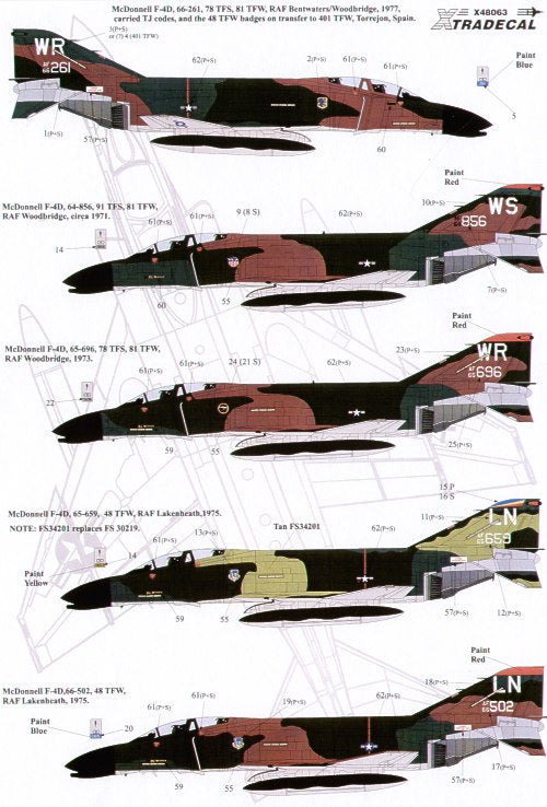 Xtradecal 48063 1:48 USAFE McDonnell F-4D & RF-4C Phantoms in England Part 2