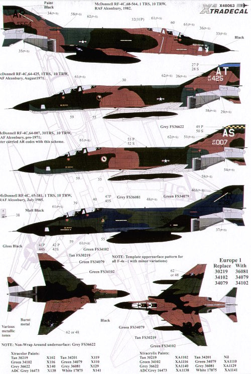 Xtradecal 48063 1:48 USAFE McDonnell F-4D & RF-4C Phantoms in England Part 2