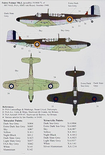 Xtradecal 48072 1:48 Fleet Air Arm Gloster Sea Gladiator Mk.I, Fairey Fulmar & Blackburn Skua