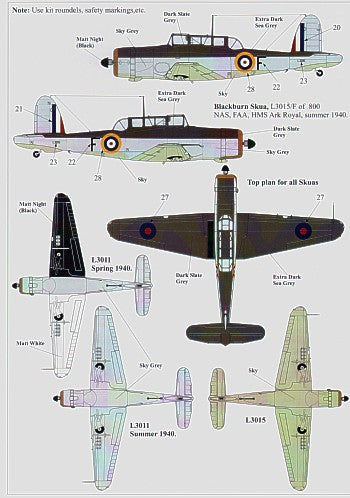 Xtradecal 48072 1:48 Fleet Air Arm Gloster Sea Gladiator Mk.I, Fairey Fulmar & Blackburn Skua