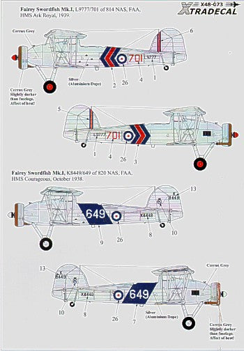 Xtradecal 48073 1:48 Fleet Air Arm Fairey Swordfish Mk.I 1938-39