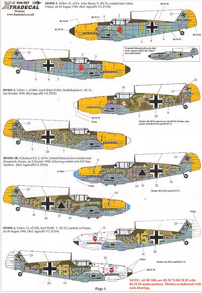 Xtradecal 48087 1:48 Battle of Britain Luftwaffe