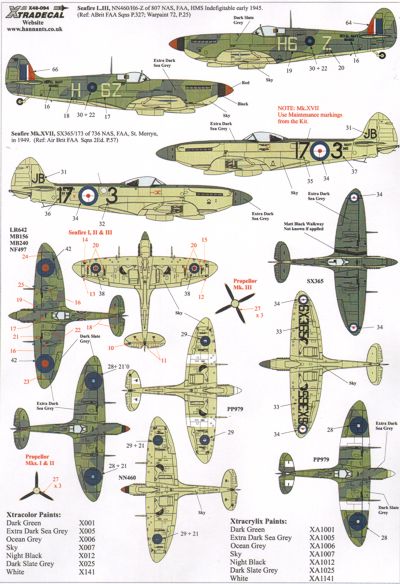 Xtradecal 48094 1:48 Supermarine Seafire Mk.II/III/XVII