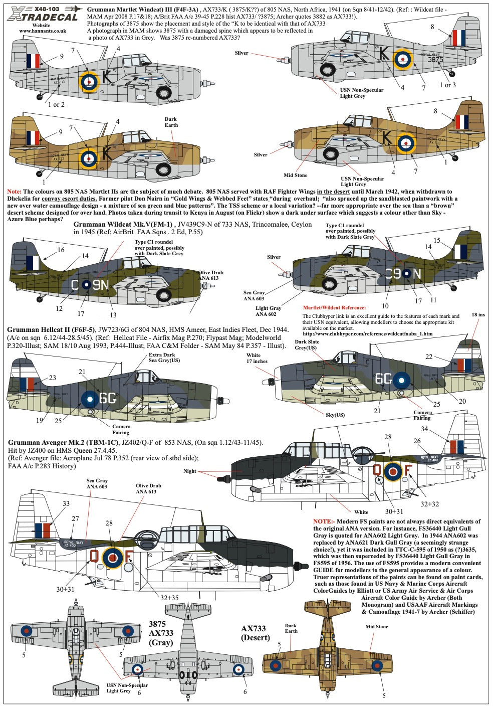 Xtradecal X48103 1:48 Yanks with Roundels Part 2 U.S. Aircraft in the Fleet Air Arm
