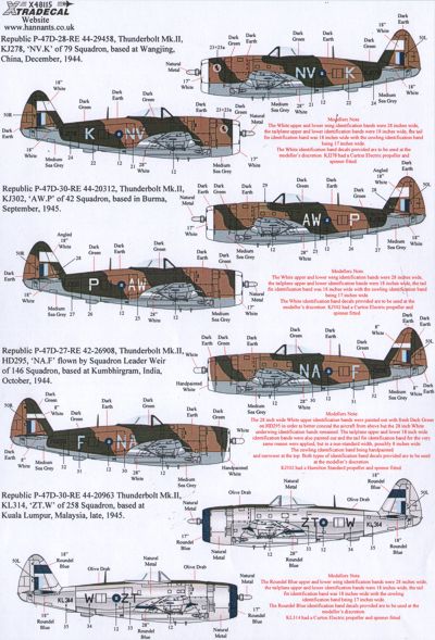 Xtradecal 48115 1:48 Yanks with Roundels Republic P-47D Thunderbolt in RAF/SEAC Service Part 4