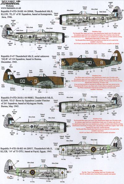 Xtradecal 48115 1:48 Yanks with Roundels Republic P-47D Thunderbolt in RAF/SEAC Service Part 4