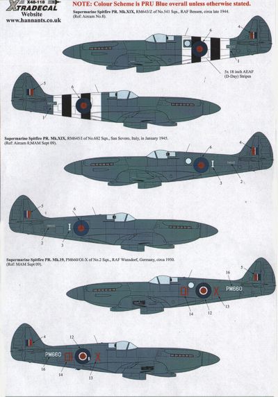 Xtradecal 48118 1:48 Supermarine Spitfire PR Mk.XIX