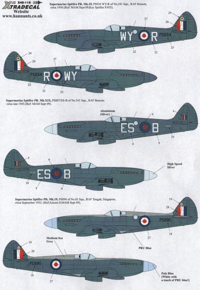 Xtradecal 48118 1:48 Supermarine Spitfire PR Mk.XIX