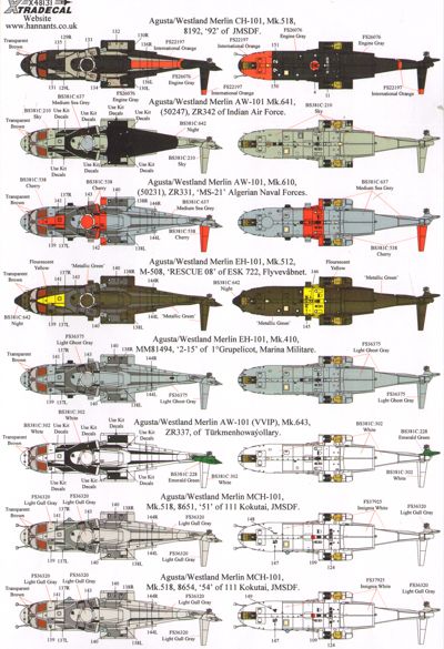 Xtradecal 48131 1:48 Agusta-Westland Merlin