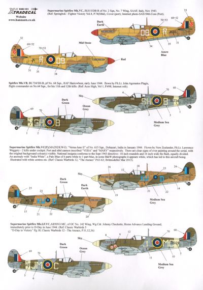 Xtradecal 48132 1:48 Supermarine Spitfire Mk.Vb/Mk.Vc