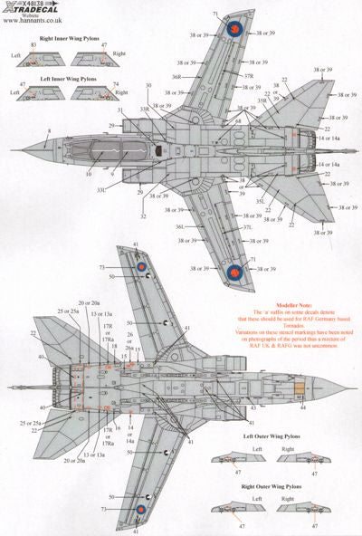 Xtradecal 48138 1:48 Panavia Tornado Gr.1 Stencil Data