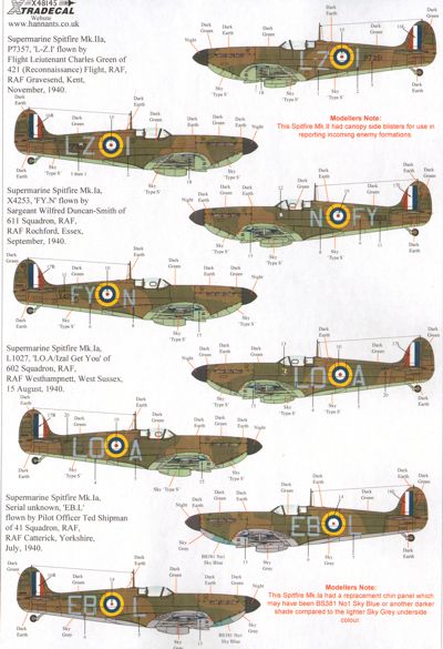 Xtradecal 48145 1:48 Supermarine Spitfires Battle of Britain 75th Anniversary Part 2