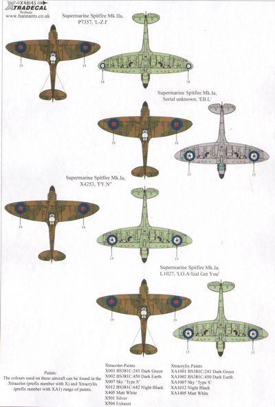 Xtradecal 48145 1:48 Supermarine Spitfires Battle of Britain 75th Anniversary Part 2