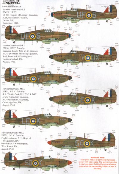 Xtradecal 48146 1:48 Hawker Hurricanes Battle of Britain 75th Anniversary Part 2