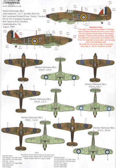 Xtradecal 48146 1:48 Hawker Hurricanes Battle of Britain 75th Anniversary Part 2