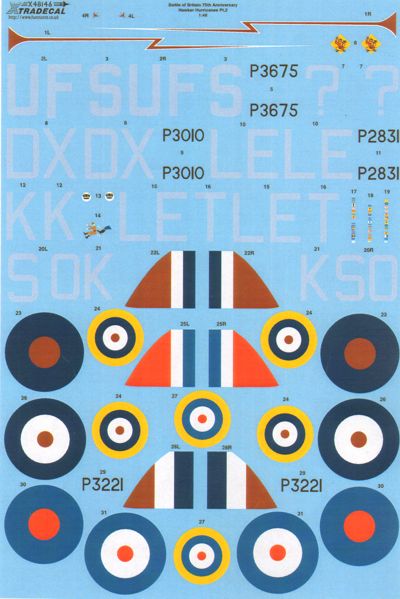 Xtradecal 48146 1:48 Hawker Hurricanes Battle of Britain 75th Anniversary Part 2