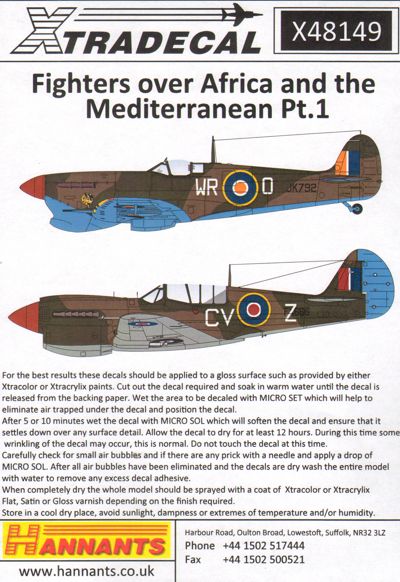 Xtradecal 48149 1:48 Fighters over North Africa and the Mediterranean Part 1