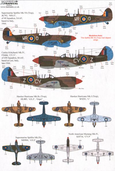 Xtradecal 48149 1:48 Fighters over North Africa and the Mediterranean Part 1