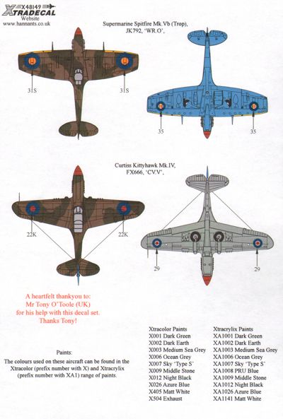 Xtradecal 48149 1:48 Fighters over North Africa and the Mediterranean Part 1