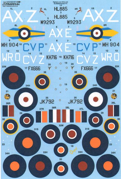 Xtradecal 48149 1:48 Fighters over North Africa and the Mediterranean Part 1