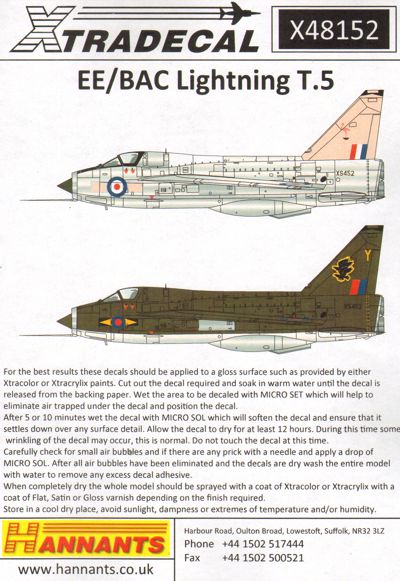 Xtradecal 48152 1:48 BAC/EE Lightning T.5