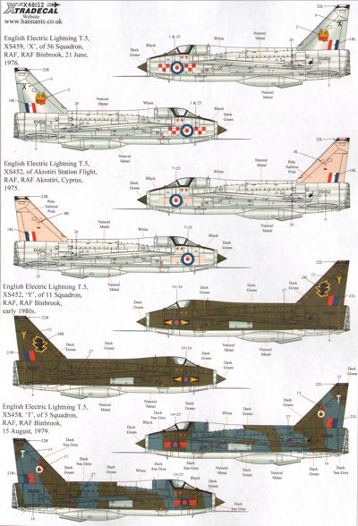 Xtradecal 48152 1:48 BAC/EE Lightning T.5