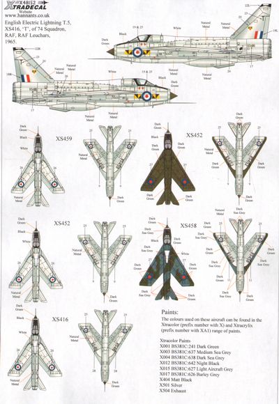 Xtradecal 48152 1:48 BAC/EE Lightning T.5