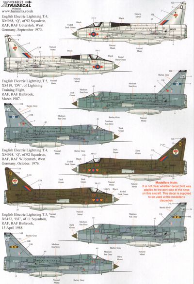 Xtradecal 48153 1:48 BAC/EE Lightning T.4/T.5