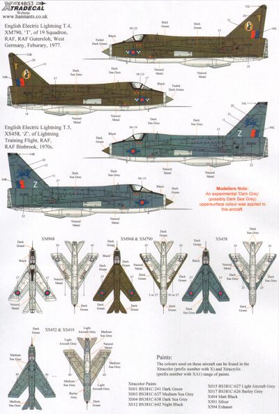 Xtradecal 48153 1:48 BAC/EE Lightning T.4/T.5